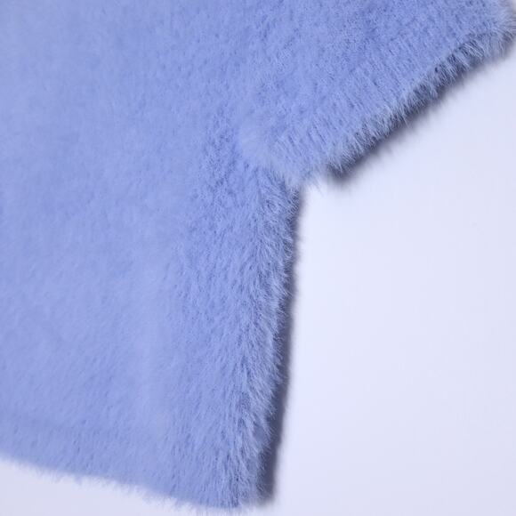 ALTAR'D STATE Fuzzy Cropped Sweater Blue Crew Neck Short Sleeve Women's XS - Picture 7 of 9